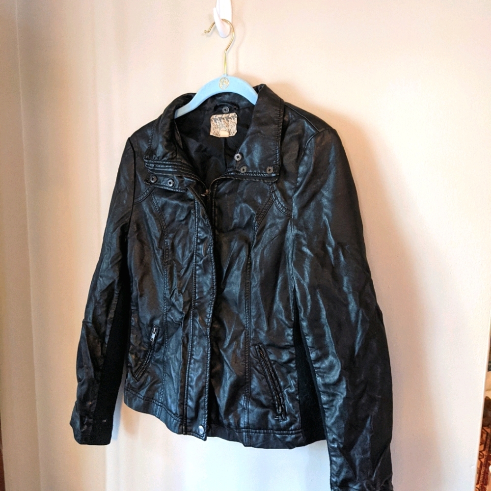 Black faux leather jacket